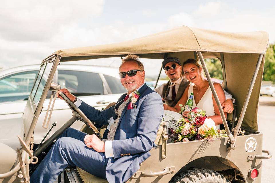 Army car with the couple