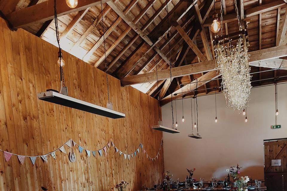 Inside the wedding barn