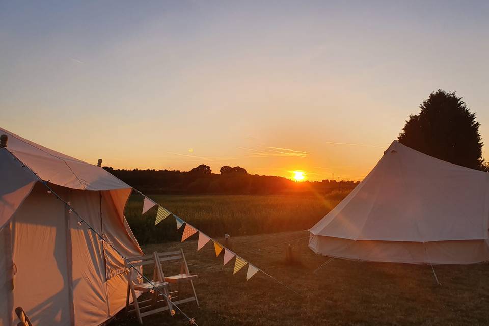 Tents at sunset