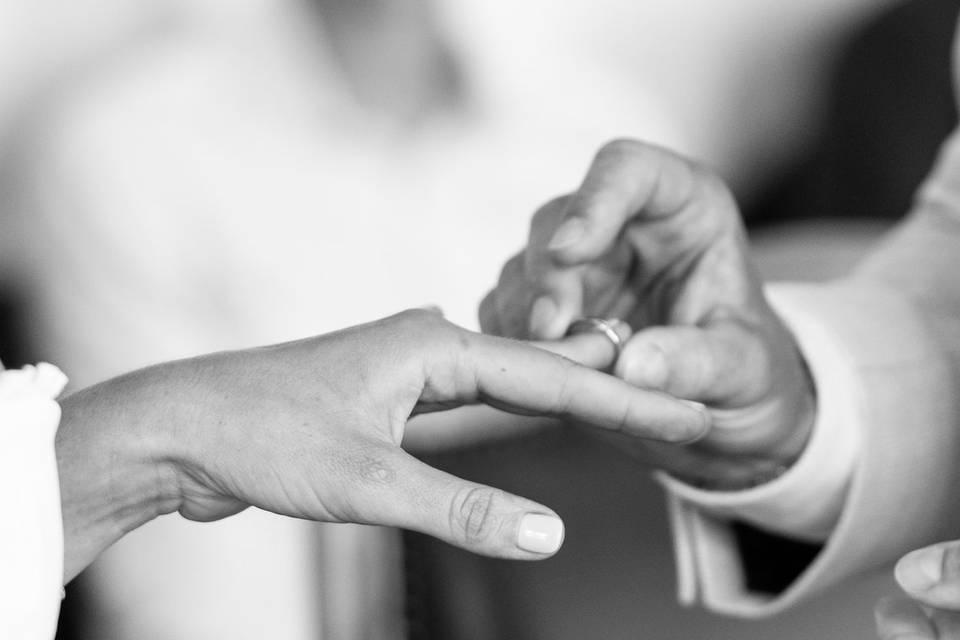 Groom places ring on finger