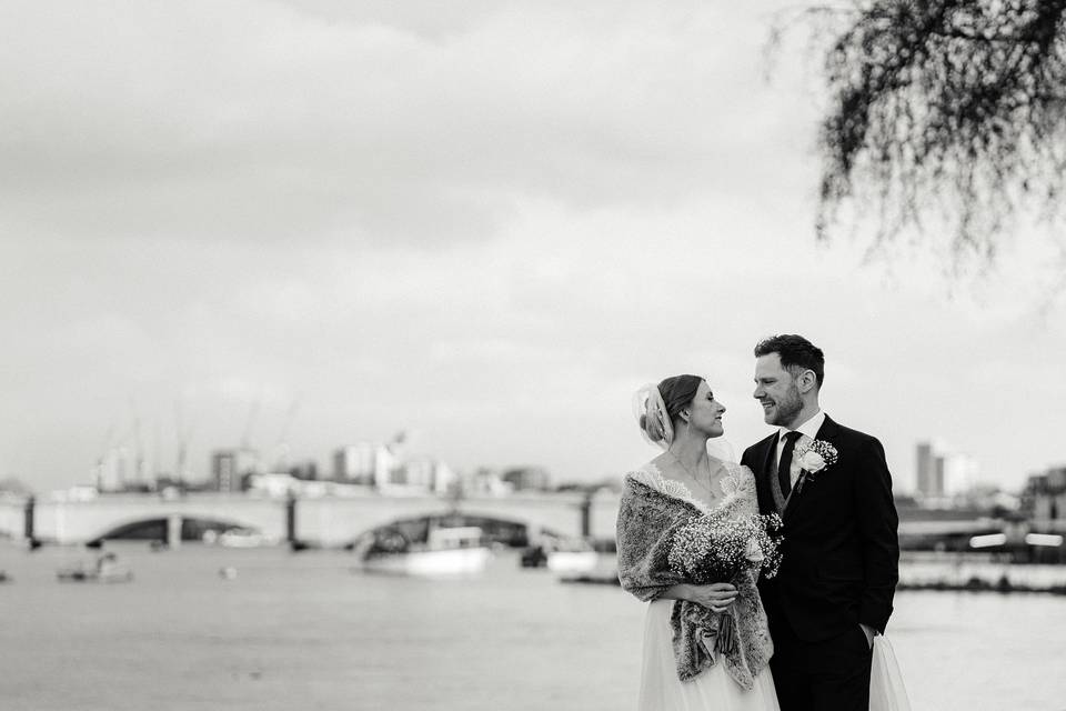 Bride and Groom on the Thames
