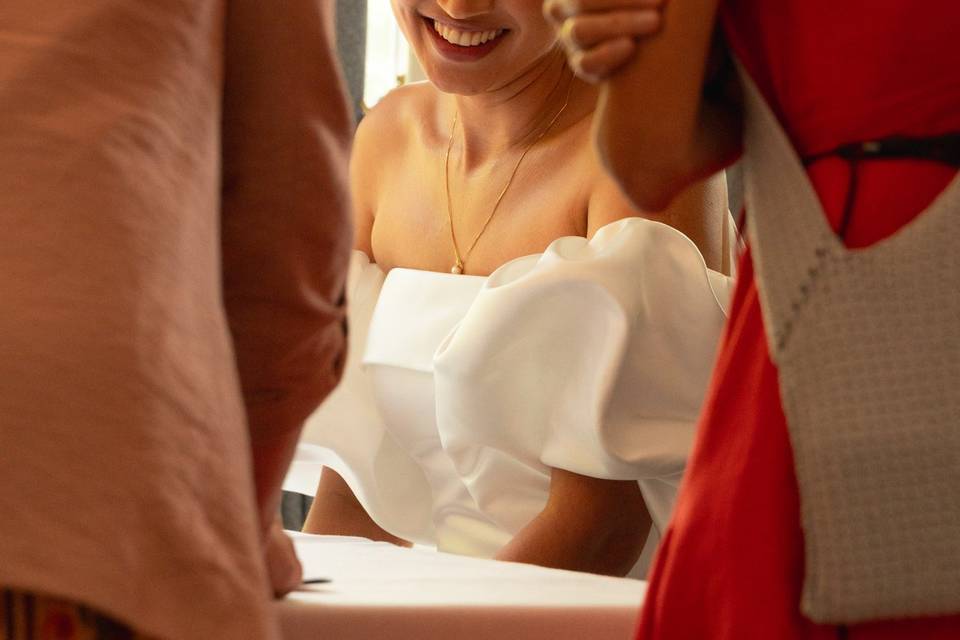 Signing the papers
