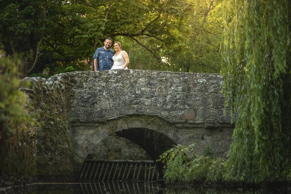 Standing on a bridge