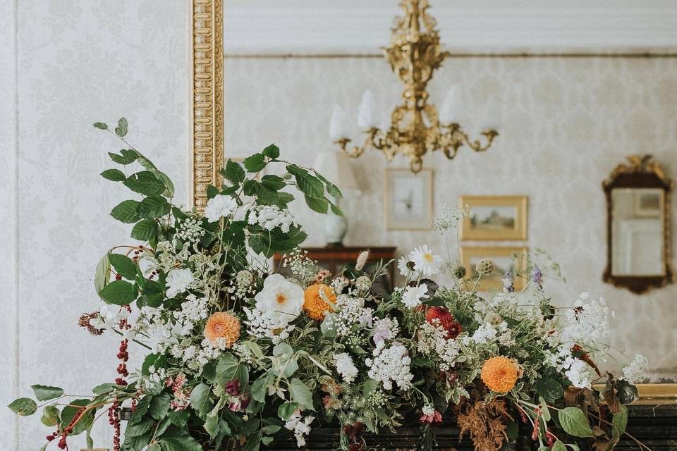 Fireplace flowers