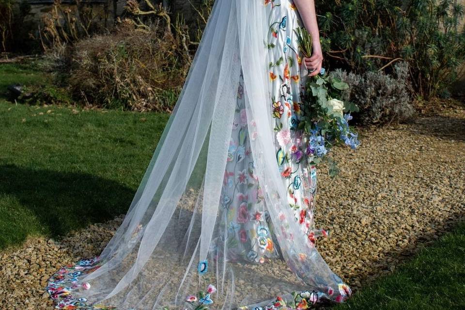 Multicoloured wedding dress