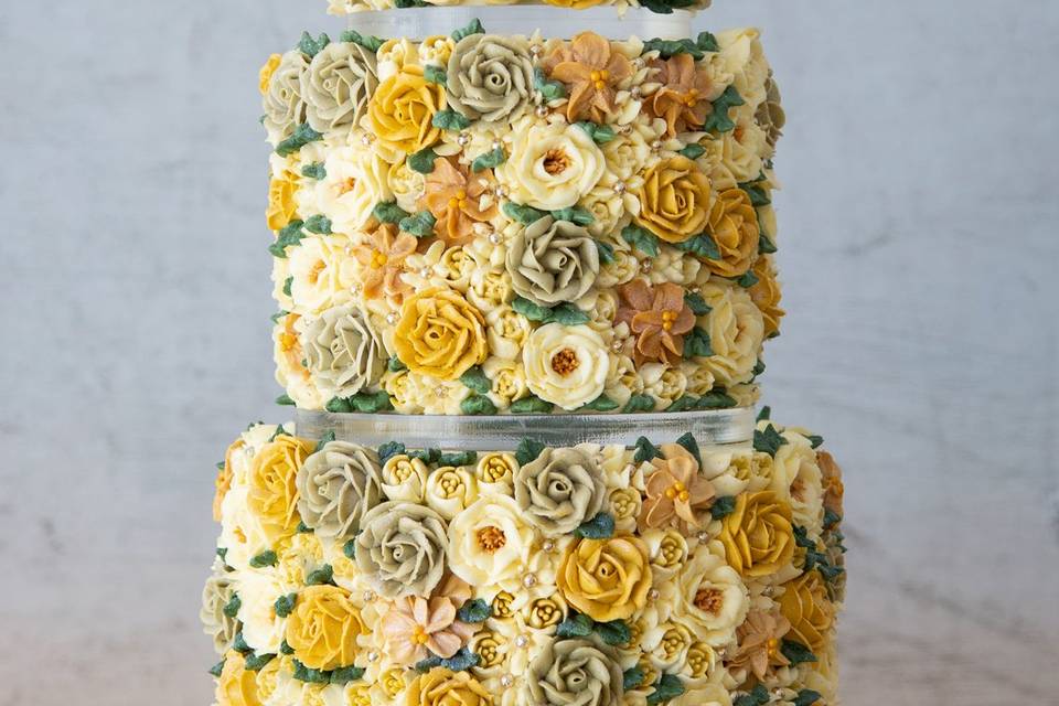 Spring floral wedding cake