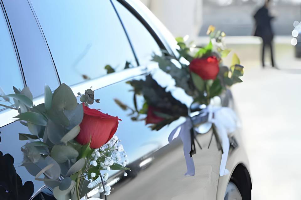 Decorated wedding car