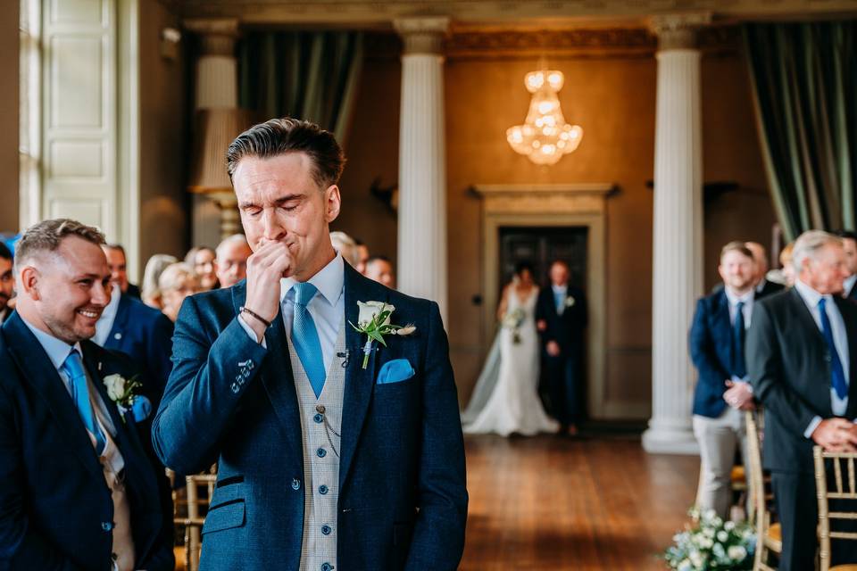 Emotional groom