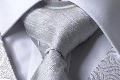 Silver Raw silk Tie