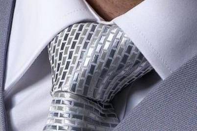 Silver brick design Tie