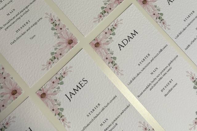 Floral Textured Menus