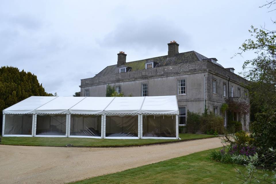 Wedding marquee outside a country house