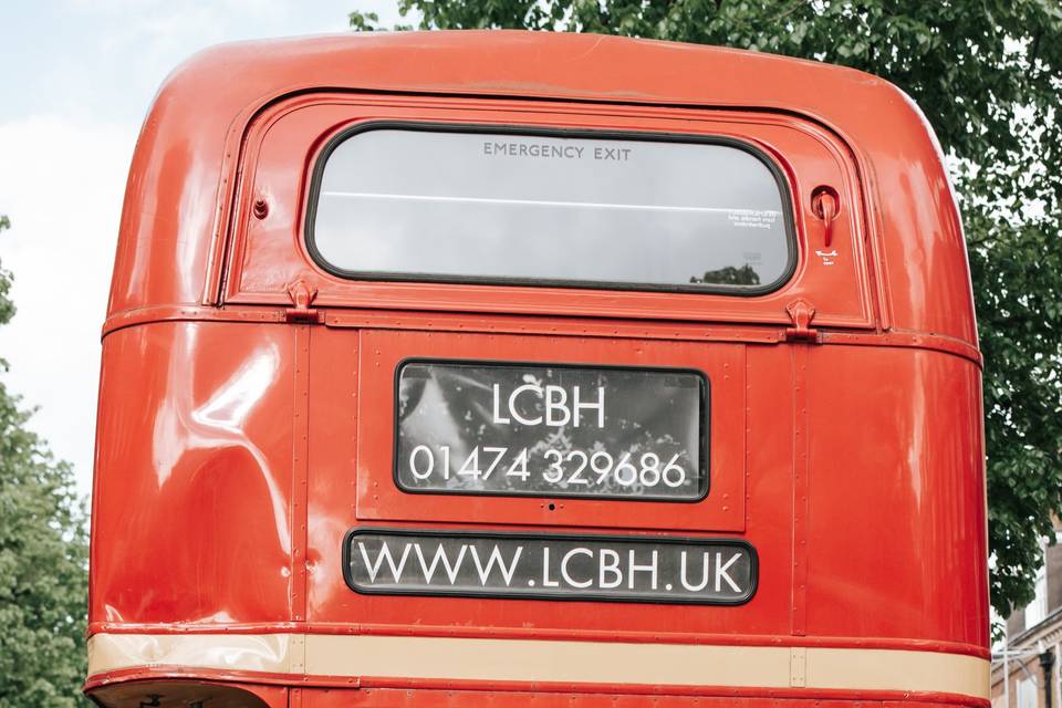 Red bus wedding photography