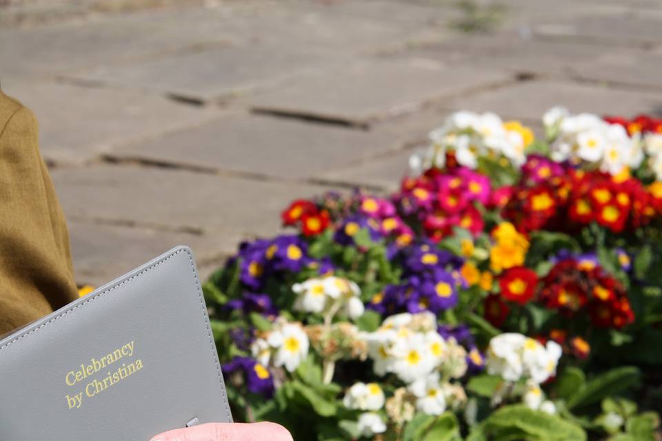 Folder and flowers