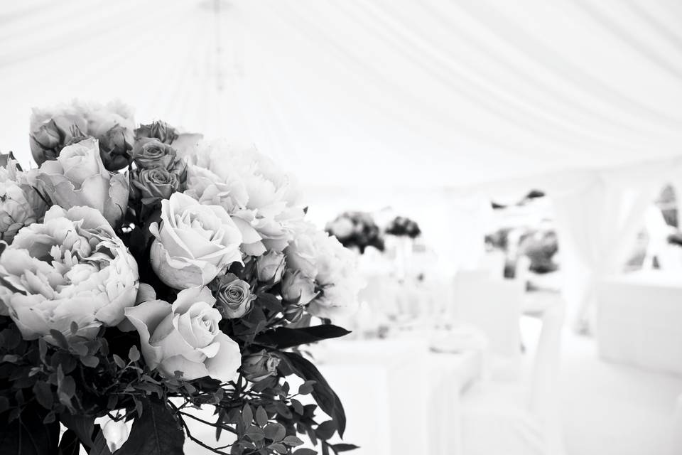 Black and white image of flowers