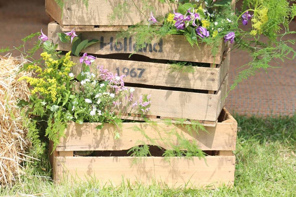 Wildflower style wooden crates