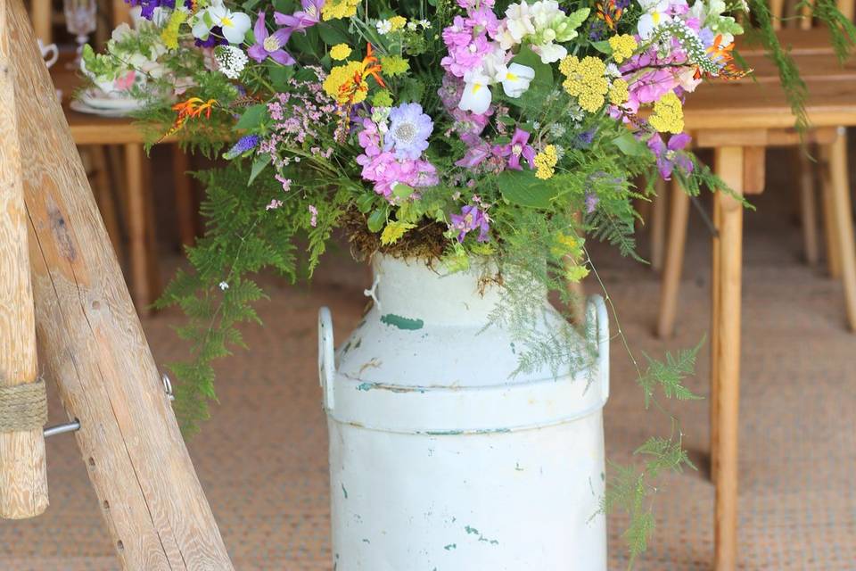 Milk churn flowers