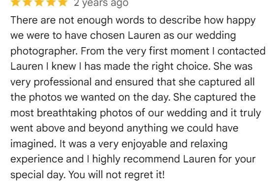 LHT Photography Google Review