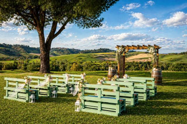 Wedding setting at sunset