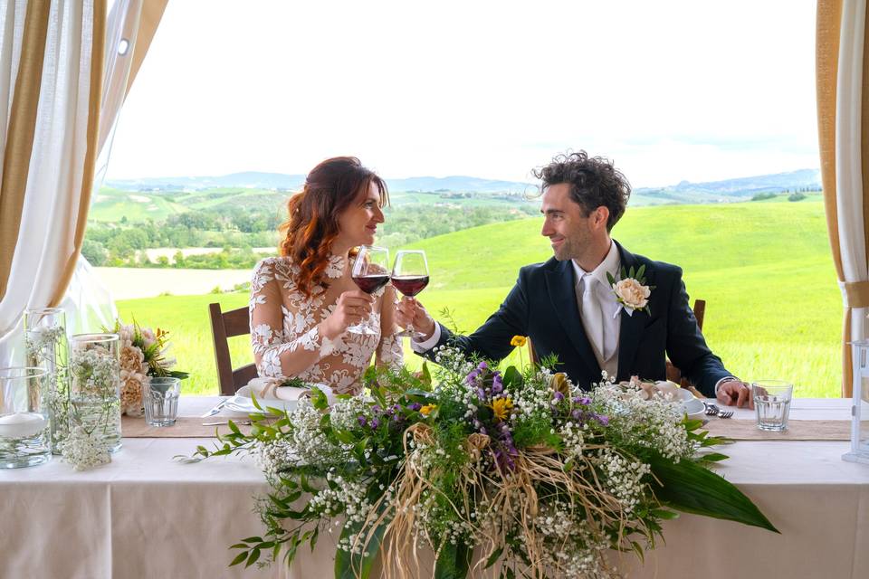 Cheers from our newlyweds