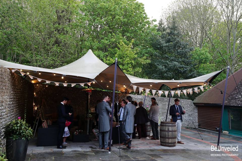 Pavilion with bunting