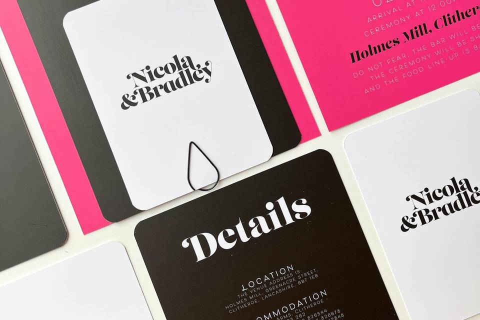 Bright and bold invite set