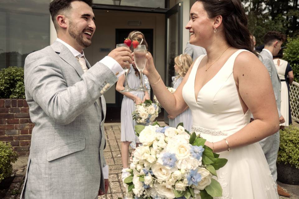 Couple toasting