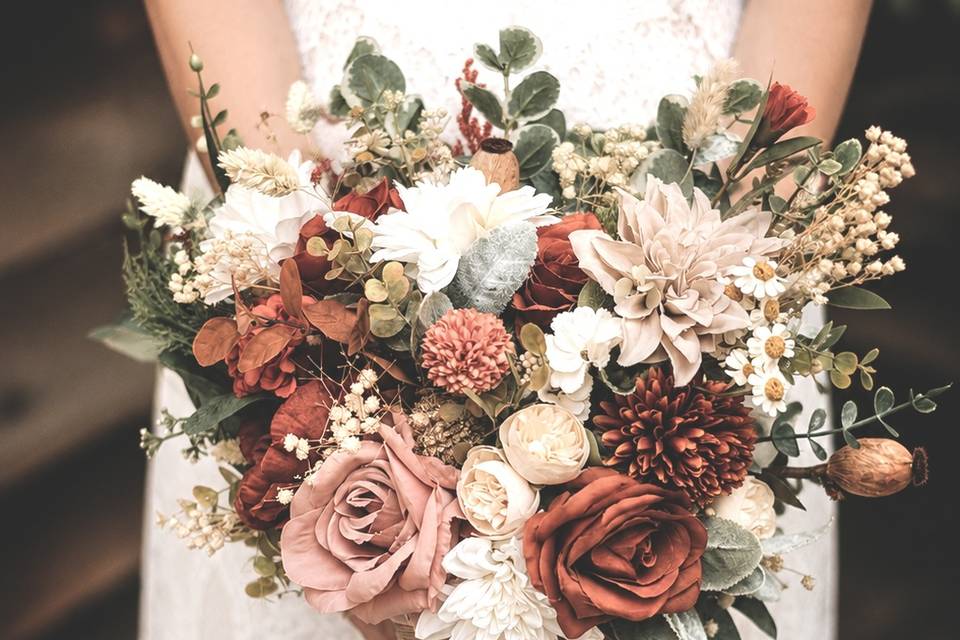 Nude and burnt orange bridal b