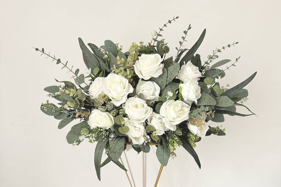 White roses and greenery