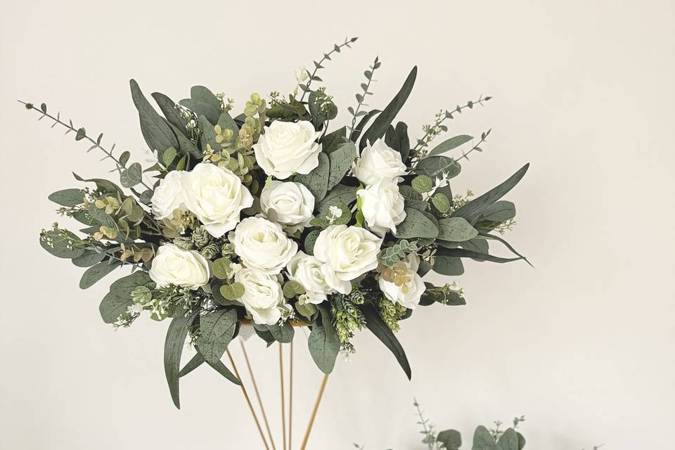 White roses and greenery