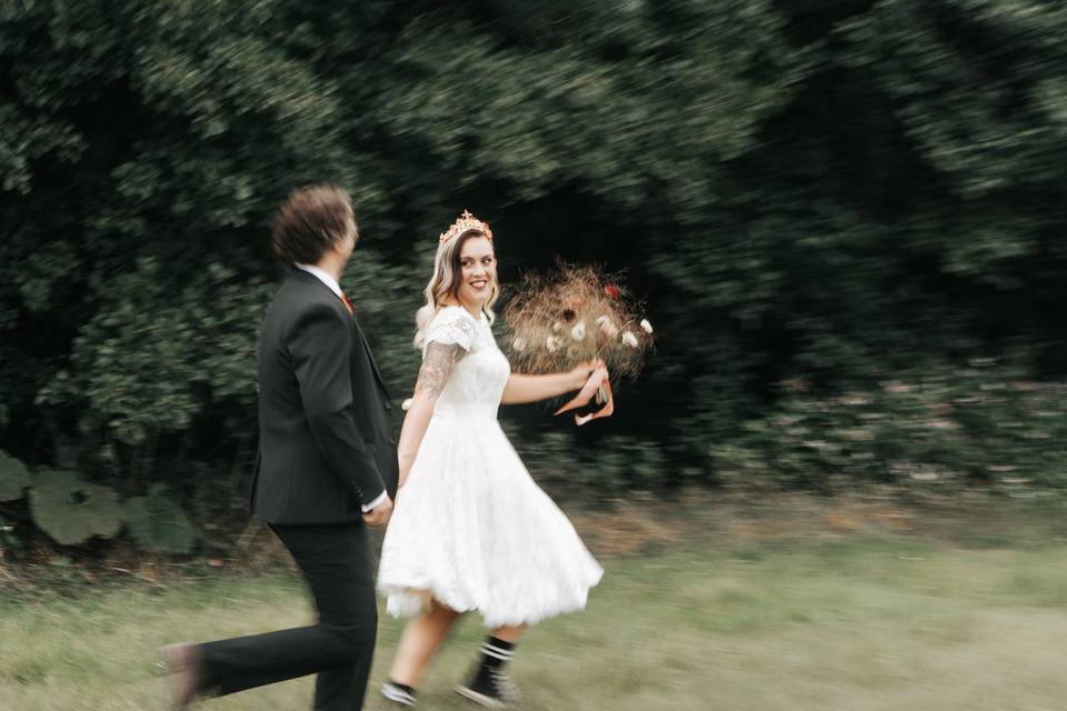 Running through the grass