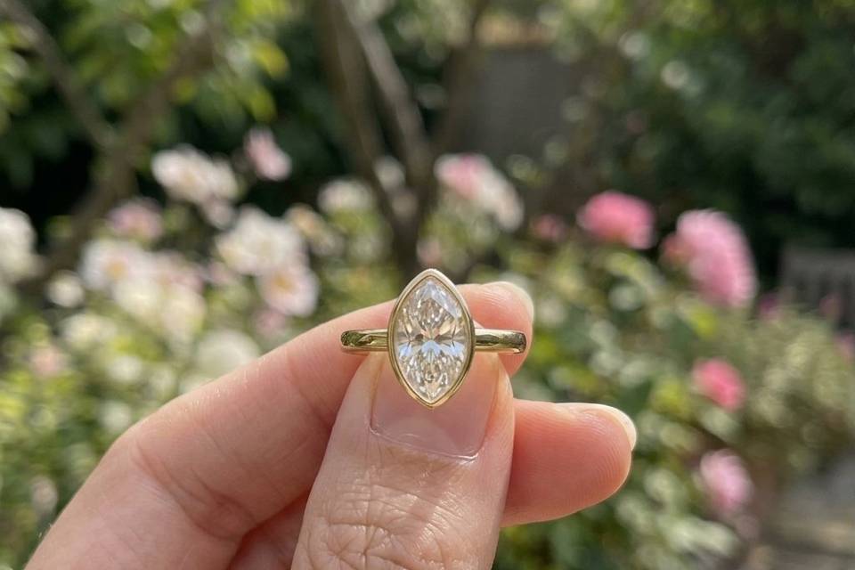 Bezel Set ring in 18k Yellow