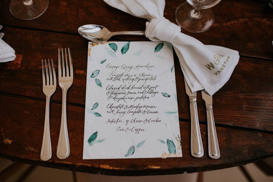 Handwritten menu