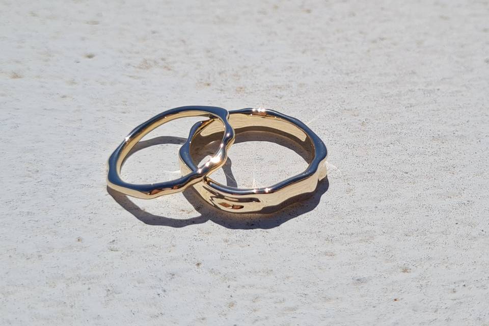 Ripple recycled wedding rings