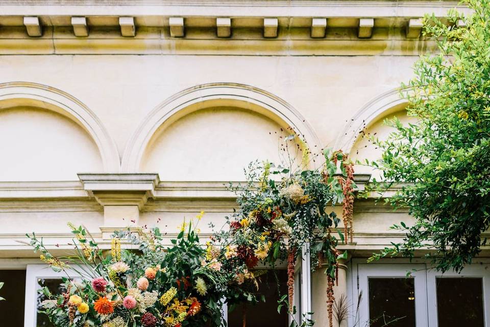 Oversized floral arch display