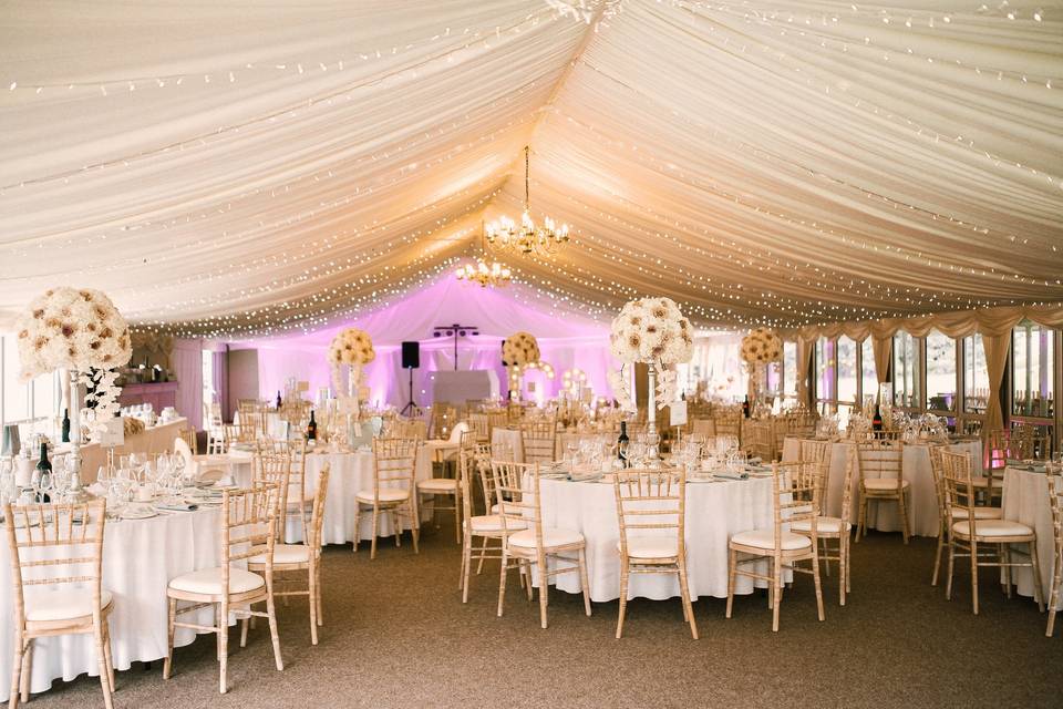 Inside the elegant Pavilion Marquee