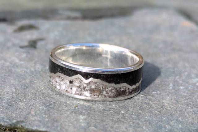 Silver and stone ring