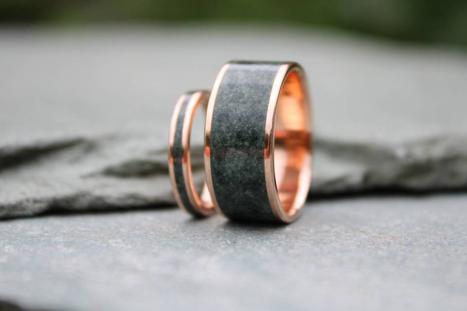 Rose gold inlay rings