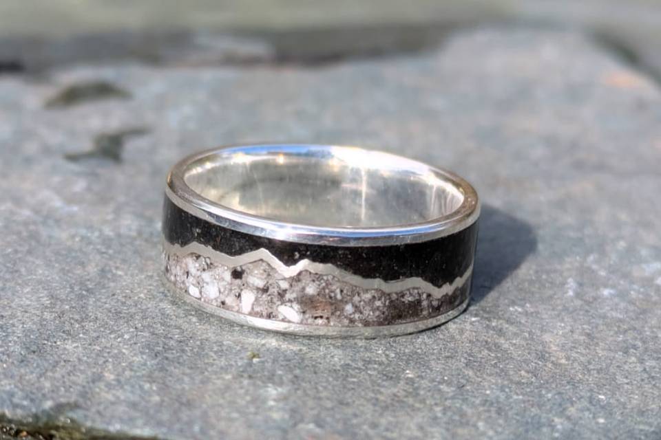 Silver and stone ring