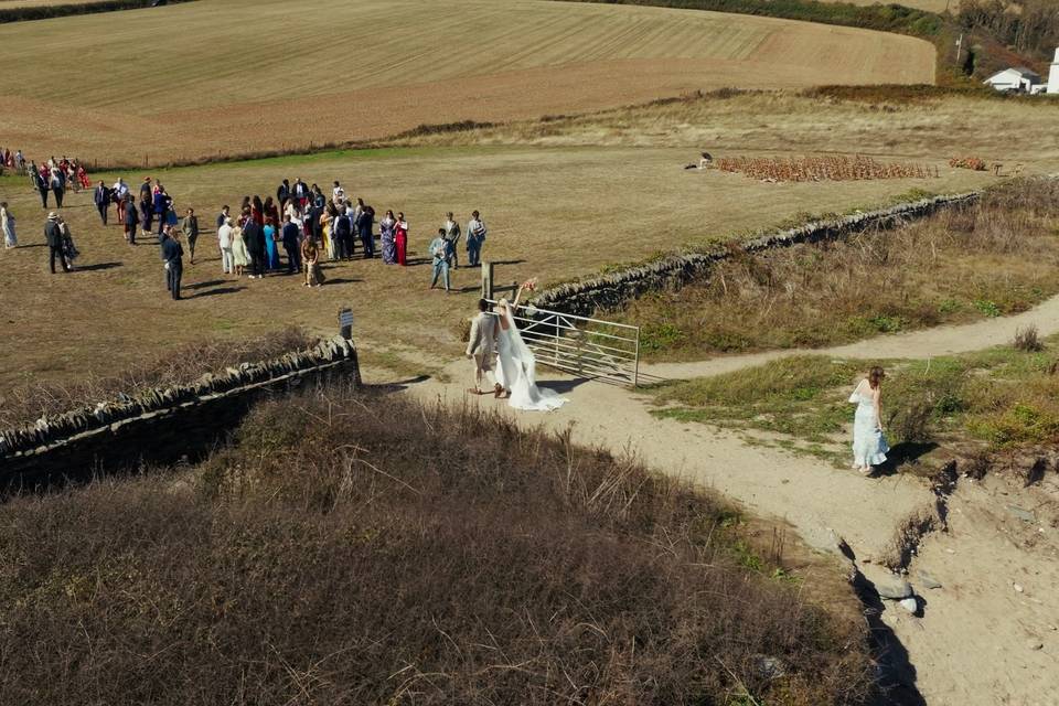 DRONE SHOT OF MARRIED COUPLE