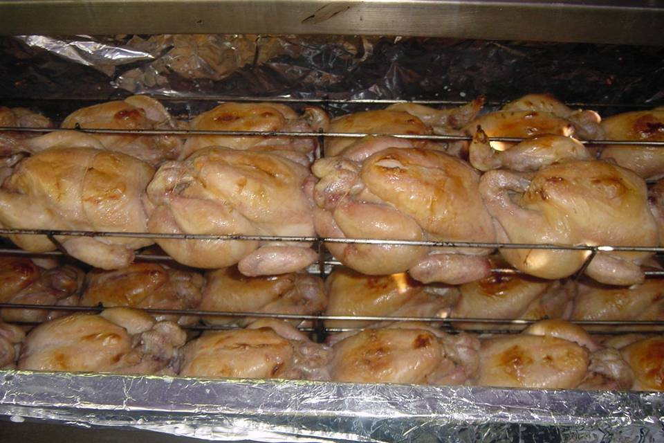 Chicken cooking in our baskets