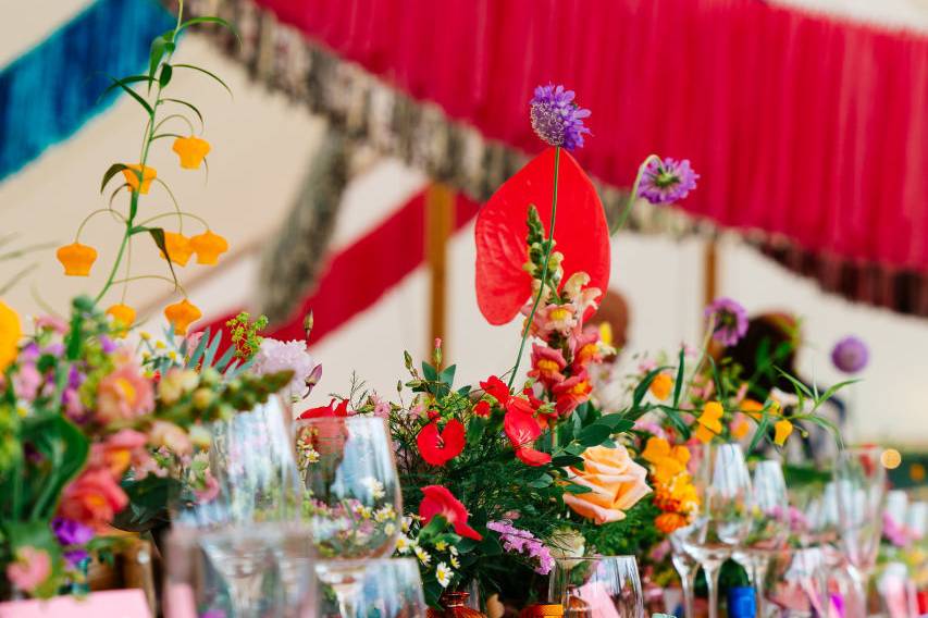 Colourful marquee wedding