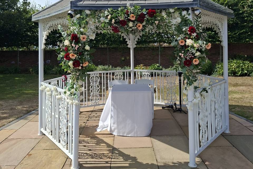 Pergola archway florals