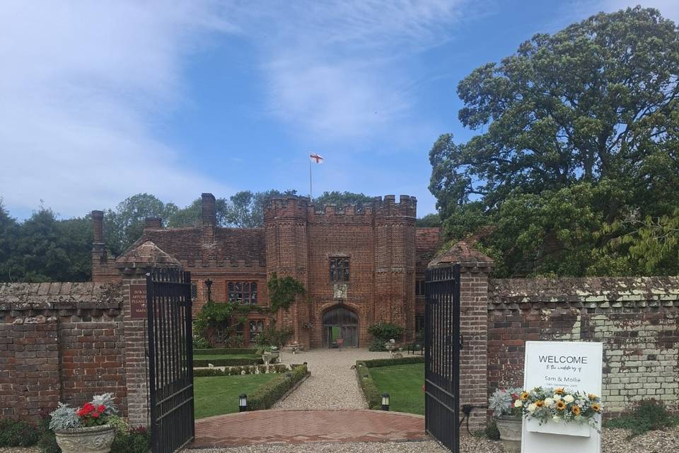 Welcome board at Leez Priory