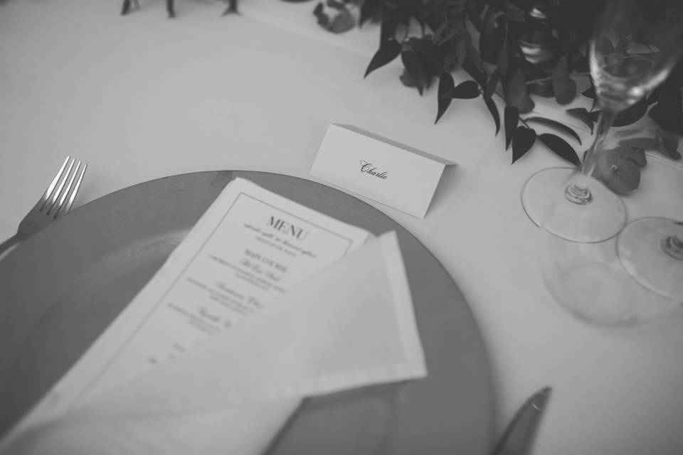 Custom wedding menu