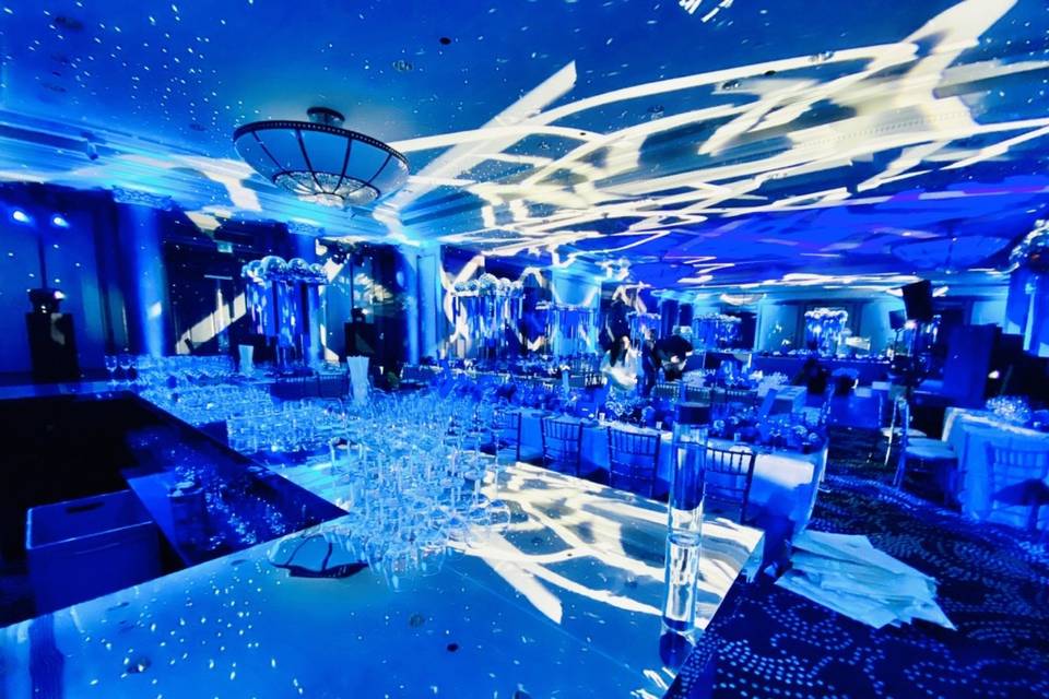 Event bar in a blue ballroom