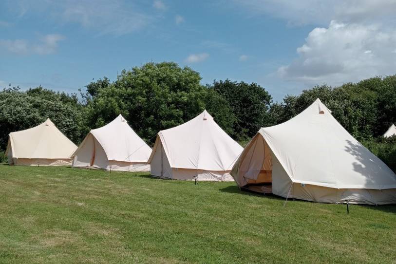 Bell tents in camping area