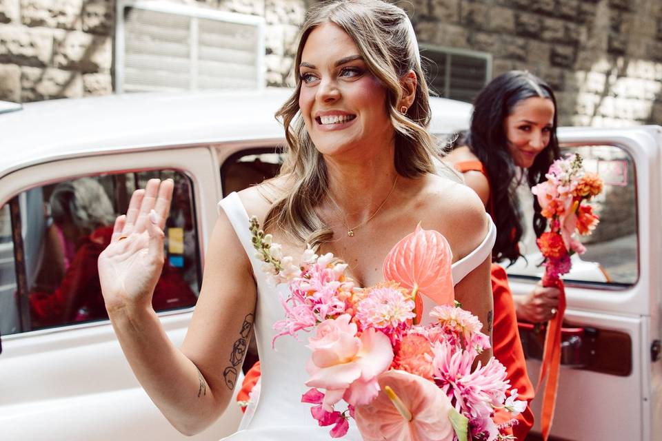 Modern bright bridal bouquet