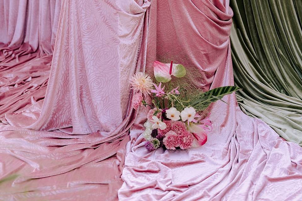Modern arty ceremony flowers