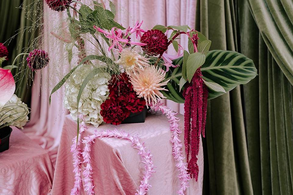 Modern arty ceremony flowers